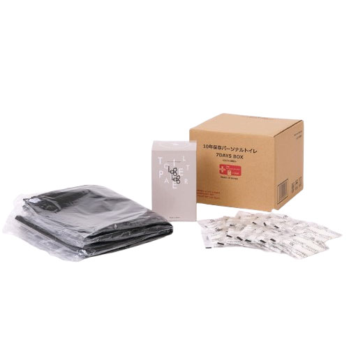 【LINEクーポン配布中】防災グッズ 10年保存LogLogパーソナルトイレ7DAYSBOX 1ケース(18BOX入) [P-35] 1BOX1人1週間 災害時に便利なトイレセット 丸英製紙 メーカー直送