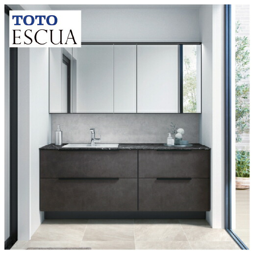 【最大3万円クーポン配布中★17日09:59まで】洗面化粧台 エスクア 間口1650mm TOTO [ESCUA08] ミラーキャビネット五面鏡（上ワイド照明） セットプラン メーカー直送