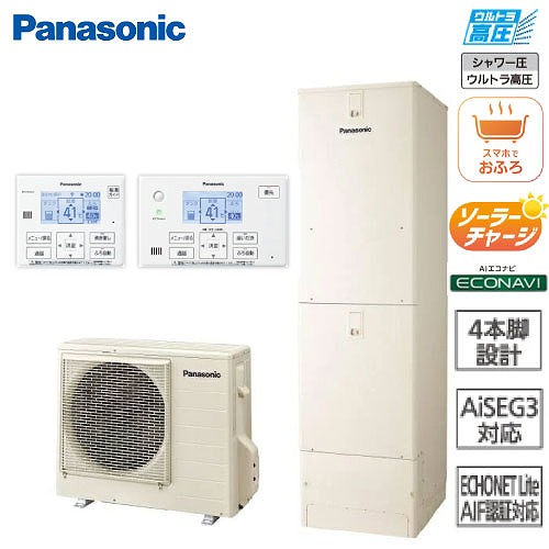 【最大3万円クーポン配布中★19日20:00~26日01:59まで】電気給湯器 エコキュート Sシリーズ ウルトラ高圧フルオート370L パナソニック [XHE-SU37LQS+HE-TQWLW+AD-HEH44NA-C] リモコン・脚部カバー付 メーカー直送｜水まわり住設専門店＠コンパネ屋