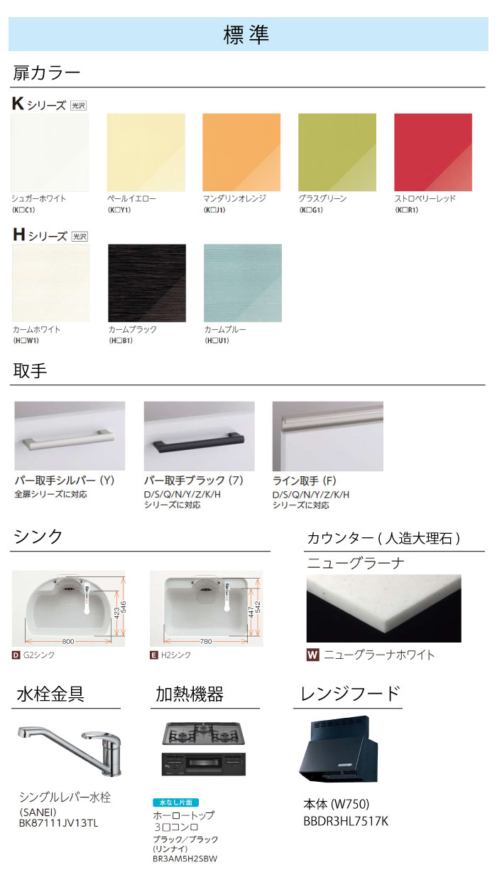 楽天市場 メーカー直送 トクラス システムキッチン 間口2100 開き扉タイプ I型 扉グレードk H 食洗機付き コンパネ屋