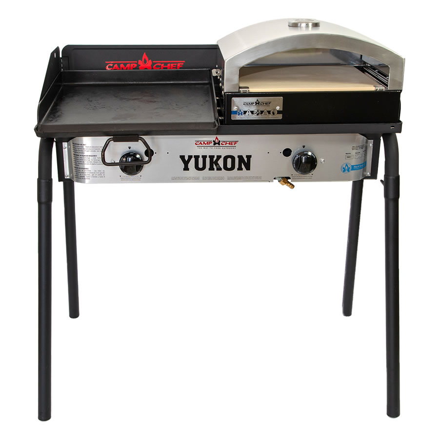 キャンプシェフ YUKON 2バーナーBBQグリル YK60LW(J) グリドル＆ピザ窯セット [国内正規品] Camp Chef《配送タイプA》【2018年製】｜暮らしとコンロの店　-conroya-