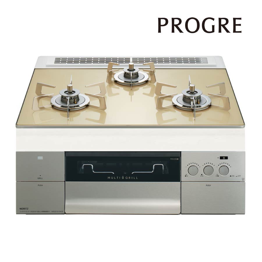 ノーリツ ビルトインコンロ N3S22PWASFSTESC PROGRE 労働者階級グレ 60珊幅 FLAT [3口ガスコンロ 都市屁っ放り プロパン]《送りとどける手合いA》