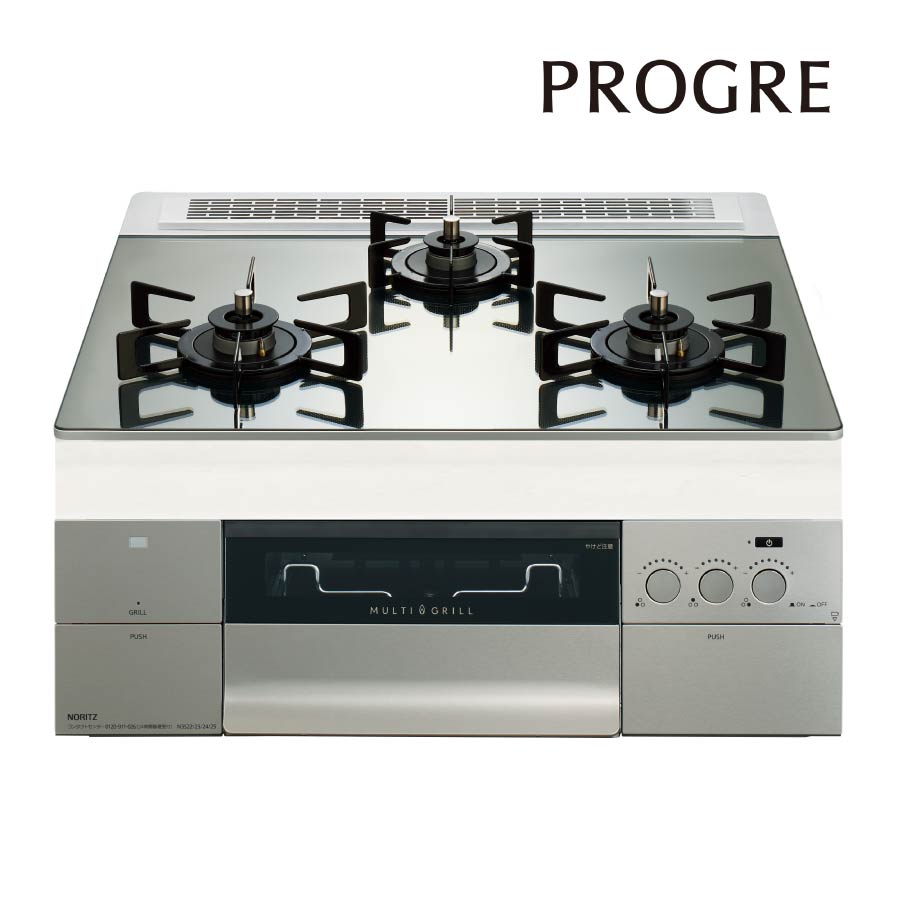 ノーリツ ビルトインコンロ N3S22PWASKSTEC PROGRE 労働者階級グレ 60珊幅 FLAT [3口ガスコンロ 都市屁っ放り プロパン]《送りとどける手合いA》