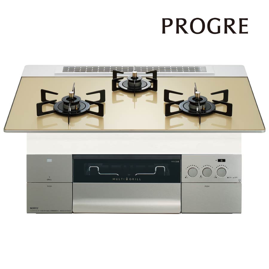 ノーリツ ビルトインコンロ N3S23PWASFSTEC PROGRE 労働者階級グレ 75珊幅 FLAT [3口ガスコンロ 都市屁っ放り プロパン]《送りとどける手合いA》