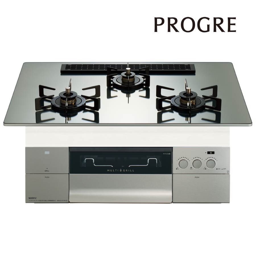 ノーリツ ビルトインコンロ N3S25PWASKSTEC PROGRE 労働者階級グレ 75珊幅 S・FLAT オーヴン繋ぎ合わせる不可 [3口ガスコンロ 都市屁っ放り プロパン]《送りとどける手合いA》