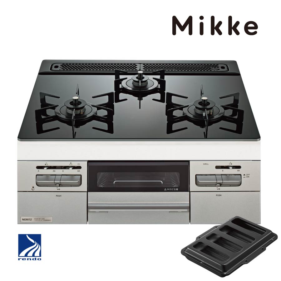 ノーリツ ビルトインコンロ N3WV6RWAP1SIEC Mikke ミッケ 60cm幅 [3口ガスコンロ 都市ガス プロパン]《配送タイプA》｜暮らしとコンロの店　-conroya- 50,388円