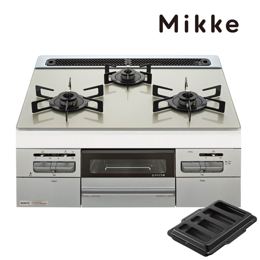 ノーリツ ビルトインコンロ N3WV6RWAP2SIC Mikke ミッケ 60cm幅  [3口ガスコンロ 都市ガス プロパン]《配送タイプA》
