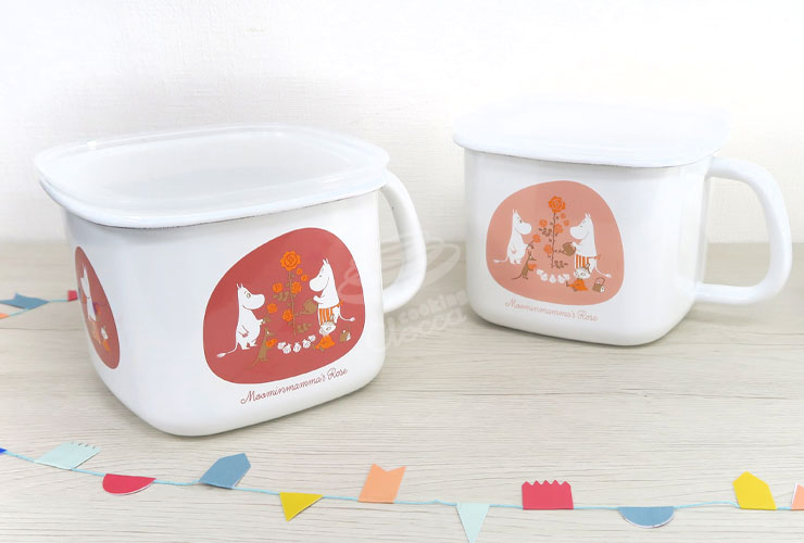 富士ホーロー ムーミンママズローズ 味噌ポット MTR-KP【角型 みそ