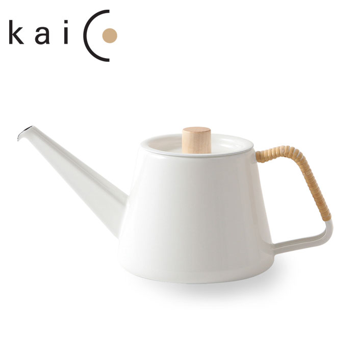 Kaico 蚕児 ドリップ湯わかし 籐 0.95L IH相応う K-0251 【 IH 200V 琺瑯 白いこと ホーロー ホーローケトル 湯わかし ドリップ 膳立て手道具 勝手もと設備 直火 日本製 貨物輸送無料 貨物輸送込み 】