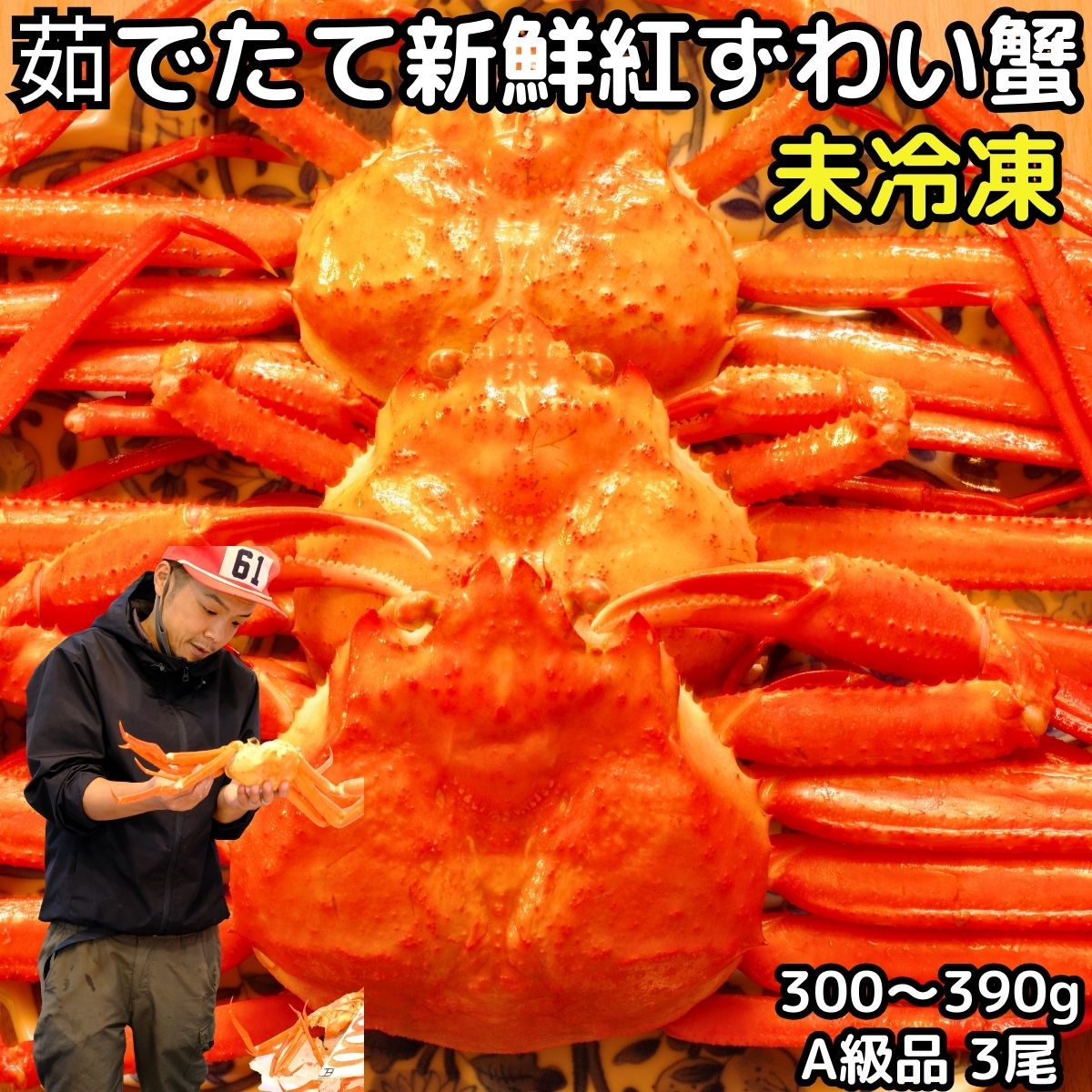 【楽天市場】カニ 紅ずわいがに 未冷凍 A級品 400～490g×3尾 贈答 