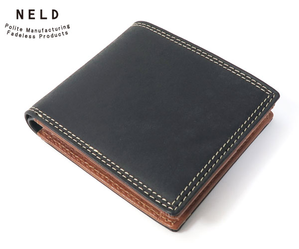 【選べるノベルティ付】NELD PUEBURO ネルド プエブロレザー BOXミドル財布 （カラー：ブラック） AN142 | メンズ 財布 二つ折り ウォレット 二つ折り財布 革 小物財布 レザー 皮財布 革財布 2つ折り 紳士 本革 折財布 メンズサイフ