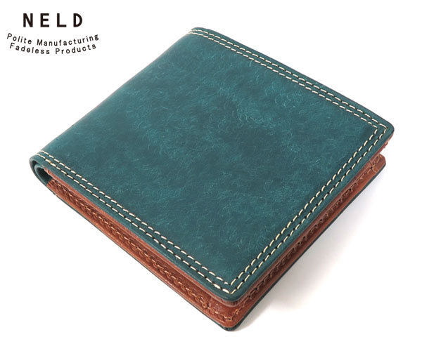 【選べるノベルティ付】NELD PUEBURO ネルド プエブロレザー BOXミドル財布 （カラー：ブルー） AN142 | メンズ 財布 二つ折り ウォレット 二つ折り財布 革 小物財布 レザー 皮財布 革財布 2つ折り 紳士 本革 折財布 メンズサイフ