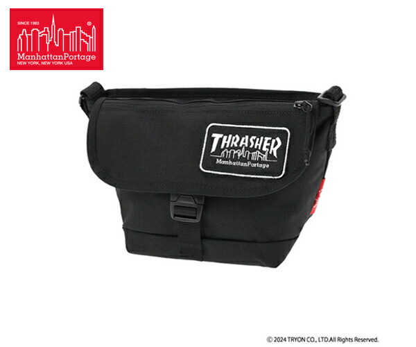 【選べるノベルティ付】 Manhattan Portage マンハッタンポーテージ Embroidered Patch THRASHER メッセンジャーバッグ （カラー：ブラック） MP1603FZPEPTHRASHER | プレゼント ギフト｜COOL CAT