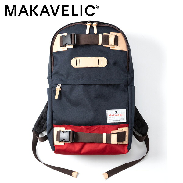 【選べるノベルティ付】MAKAVELIC マキャベリック TRUCKS ROOTAGE DAYPACK デイパック （カラー：ダークネイビー&times;レッド） 3123-10104 | プレゼント ギフト｜COOL CAT