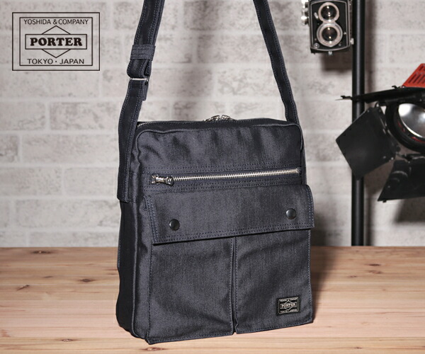 ポーター タンカー 縦型 PORTER ブラック フラップ ショルダーバッグ