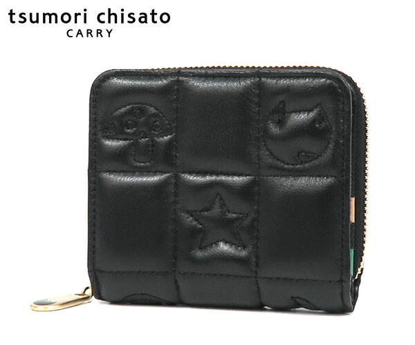 \全品エントリーで+P10倍!/【選べるノベルティ付】 tsumori chisato ツモリチサト ネコキルティング 折財布 (カラー:ブラック) 057821 | プレゼント ギフト