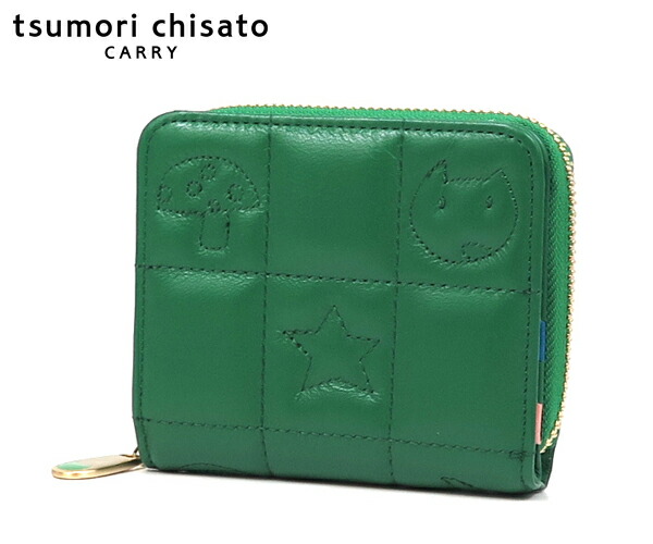 ＼全品エントリーで+P10倍！／【選べるノベルティ付】 tsumori chisato ツモリチサト ネコキルティング 折財布 （カラー：グリーン） 057821 | プレゼント ギフト