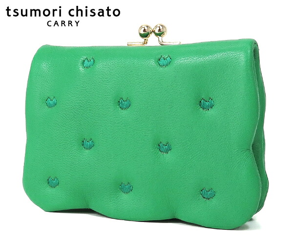 ＼全品エントリーで+P10倍！／【選べるノベルティ付】 tsumori chisato ツモリチサト ぷちネコ がま口折財布 （カラー：グリーン） 057886 | プレゼント ギフト