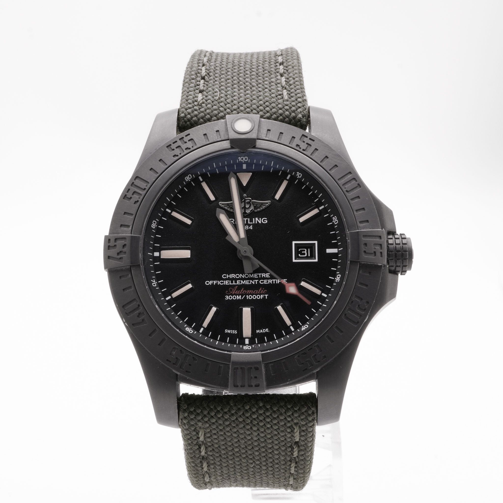【中古】BREITLING ブライトリング Avenger Blackbird Date  アベンジャー 黒いこと小鳥 デイト V1731010/BD12 自動小銃一巻き チタン BOX 御墨付き メンズ ウオッチ