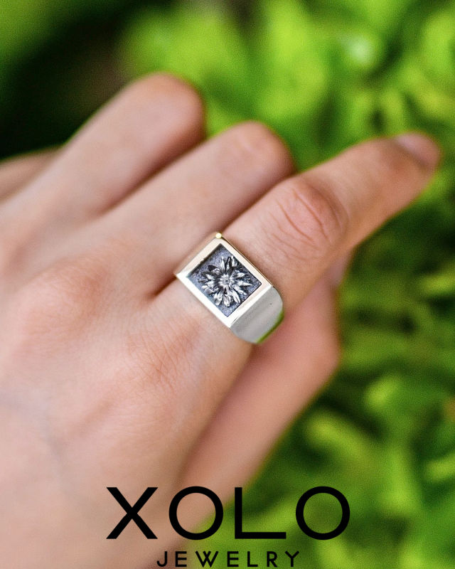 楽天市場】XOLO(ショロ) Signet Ring with Black Flower