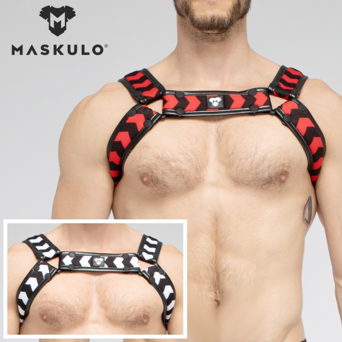 男性用ハーネス メンズ レザー風 フェイクレザー ボンテージ コスプレ ステージ パーティ Gogo 衣装 Maskulo マスクロ SKULLA ハーネス(ma-hr073)