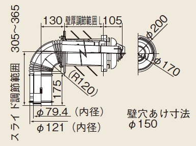 ガス給湯器 部材 リンナイ　TFW-120&times;80C-300C(K)L　給排気トップ(直排専用) [≦]｜住宅設備機器のcoordiroom