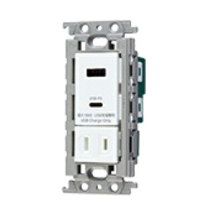 電設資材 パナソニック　WTF147740W　コスモシリーズワイド21 埋込充電用USBコンセント2ポート 18W USB-A･C 扉付コンセント付 ホワイト