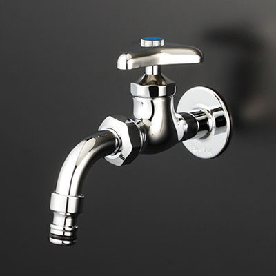 楽天市場】水栓金具 KVK K124SPZ 屋外ホース接続ニップル付二口横水栓