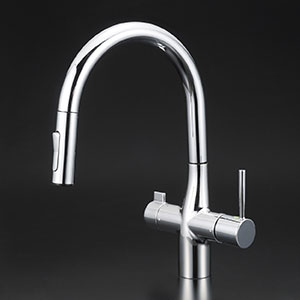 KVK　KM6081SCV11EC　浄水器付シングルレバー式シャワー付混合栓(グース)eレバー ビルトイン