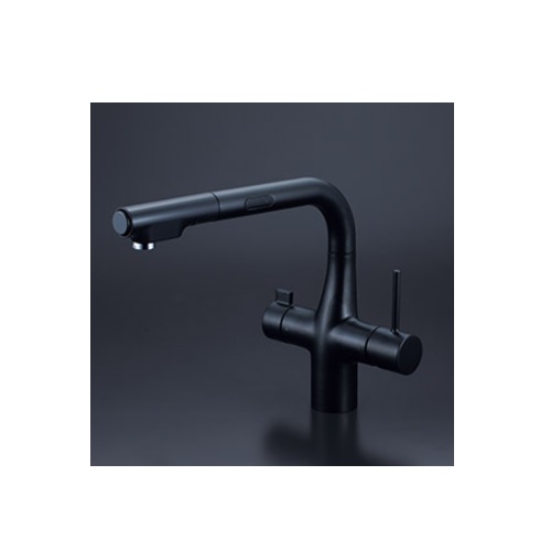 KVK　KM6131SCECM5　ビルトイン浄水器用シングルシャワー付混合栓（センサー） ACタイプ マットブラック 浄水カートリッジセット付｜住宅設備機器のcoordiroom