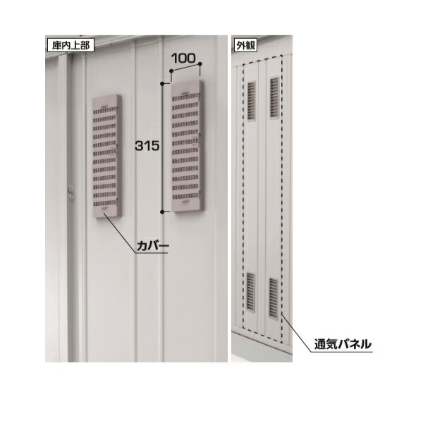 イナバガレージ 『※九州限定※』 オプション 通気パネル KNT-H(ハイルーフ) GRN･BRK型用 ♪『本体同時注文のみ』