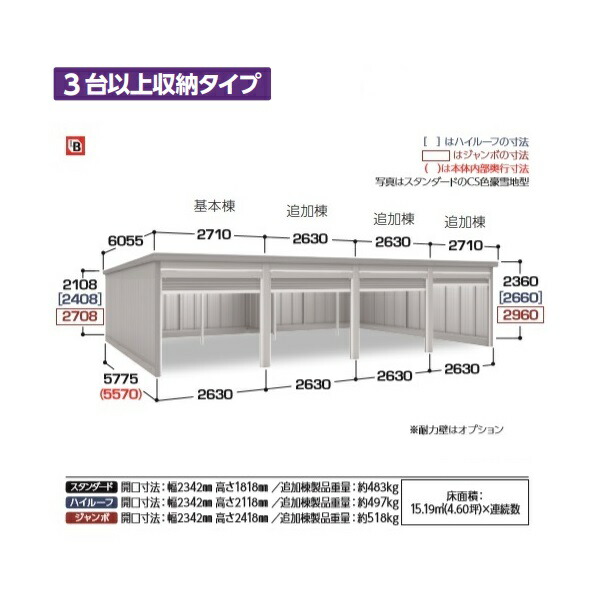 イナバガレージ ガレーディア 追加棟 ジャンボ [♪△] 生活雑貨