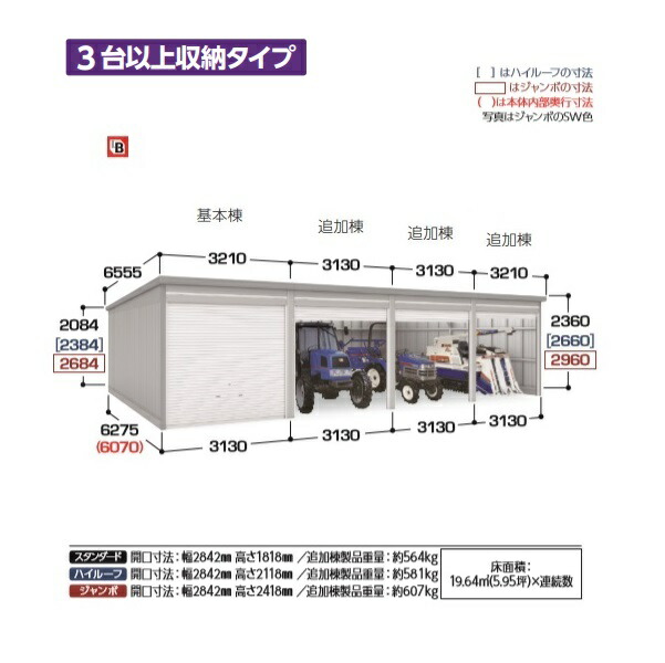 熱い販売 最安値挑戦中 最大25倍 イナバガレージ ガレーディア 追加棟 Grn 3162hl 一般型 ハイルーフ 基本棟同時注文のみ Grn 3162hl