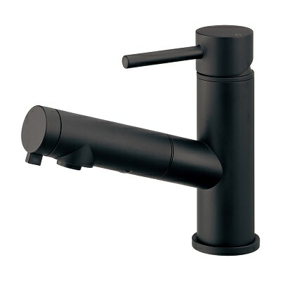 カクダイ 184-030A-MD 水栓金具 シングルレバー引出し混合栓 SYATORA ブレードホース 逆流防止機能付 マットブラック