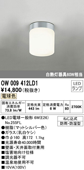 ◇限定Special Price オーデリック OW009412LD1 ランプ別梱 エクステリア ポーチライト LEDランプ 電球色 防雨 防湿型  マットシルバー newschoolhistories.org