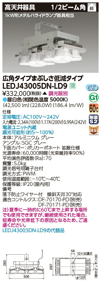 感謝の声続々！ 東芝 LEDJ-25005N-LD2 LED高天井器具 軽量ハイスペック