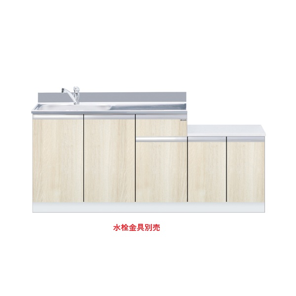 onedo/ワンド/旧マイセット KTD5-80-180DK-(左/右)-RV 木目 KTD5型 一体型流し台 トップ出し 間口180cm 奥行55cm ♪