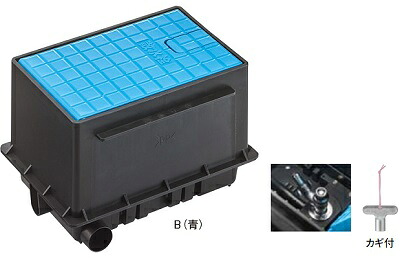 ガーデニング 三栄水栓　R81-93S-B　散水栓ボックスセット カギ付 青