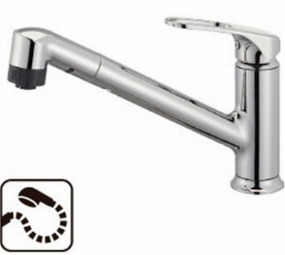 水栓金具 三栄水栓　K87101JV-U-13　シングルワンホールスプレー混合栓(省施工ナット付)