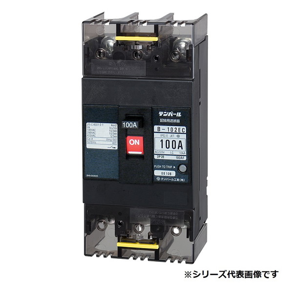 テンパール工業　B102EC10S　配線用遮断器 経済タイプ Eシリーズ 100AF 2P2E 100-100/200-200-415V 100A 裏面形 ※受注生産品 [§]