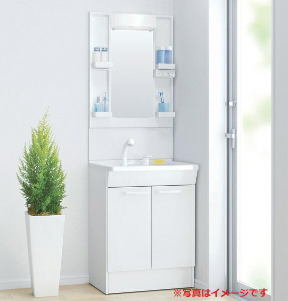 TOTO 【LDPB060BAGEN2A+LMPB060B1GDG1G】 洗面化粧台 Vシリーズ 2枚扉 一面鏡(高さ1800) LEDランプ エコミラーなし 間口600 ホワイト 一般地用 ♪｜住宅設備機器のcoordiroom
