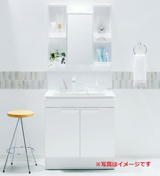 TOTO 【LDPB075BAGEN2A+LMPB075B1GDG1G】 洗面化粧台 Vシリーズ 2枚扉 一面鏡(高さ1800) LEDランプ エコミラーなし 間口750 ホワイト 一般地用 ♪
