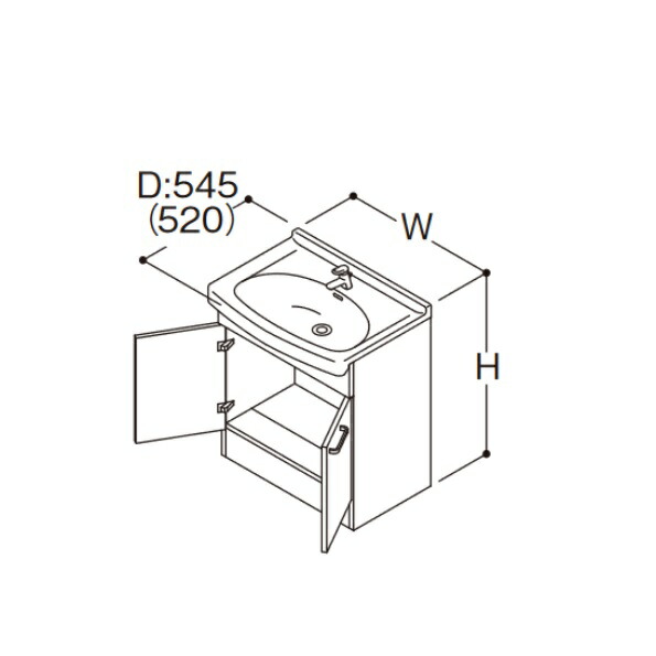 TOTO 洗面化粧台 LDSAS075BAGYC1(カラー) Aシリーズ 2枚扉 アクアオート(自動水栓) 床給水 間口750mm 洗面ボウル高さ800mm 受注生産品 ♪§ 92,923円