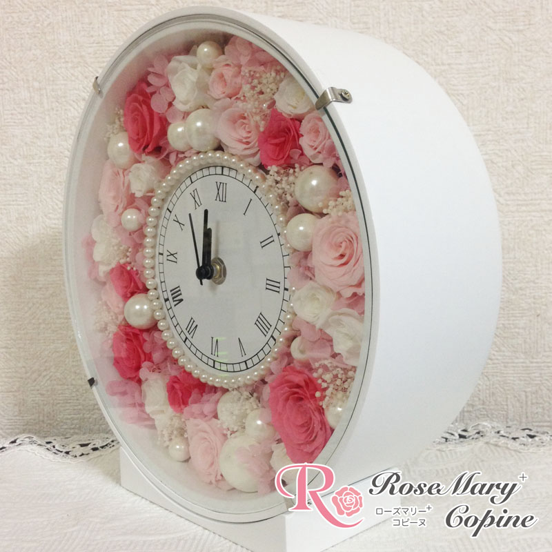 プリザーブドフラワー 時計 花時計 お祝い ギフト 結婚祝い 新築祝い ブライダル 記念日 フレーム 壁掛け バースデープレゼント パール Deerfieldtwpportage Com
