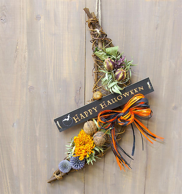 楽天市場】ハロウィン 壁飾り リース ドライフラワー 玄関 ハロウィン
