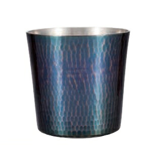 手打ちロックカップ　銅　青被仕上げ　純銅鎚目ロックカップ　新光堂　COPPER100　新光金属