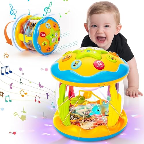 子供楽器ドラムおもちゃ人気 - 音楽学習初期の教育玩具 - 海回転ライトアップ子供のおもちゃ、音量調整可能 少年 のための音楽のおも