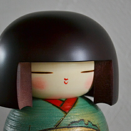 卯三郎こけし 春光 伝統 こけし 創作こけし 民芸 日本製 人形 木 置物 緑 女の子 花 おかっぱ 着物 かわいい おしゃれ 手作り 和 雑貨 和雑貨 和小物 デザイン 職人 お土産 日本土産 インテリア Japanese Doll お中元 御中元