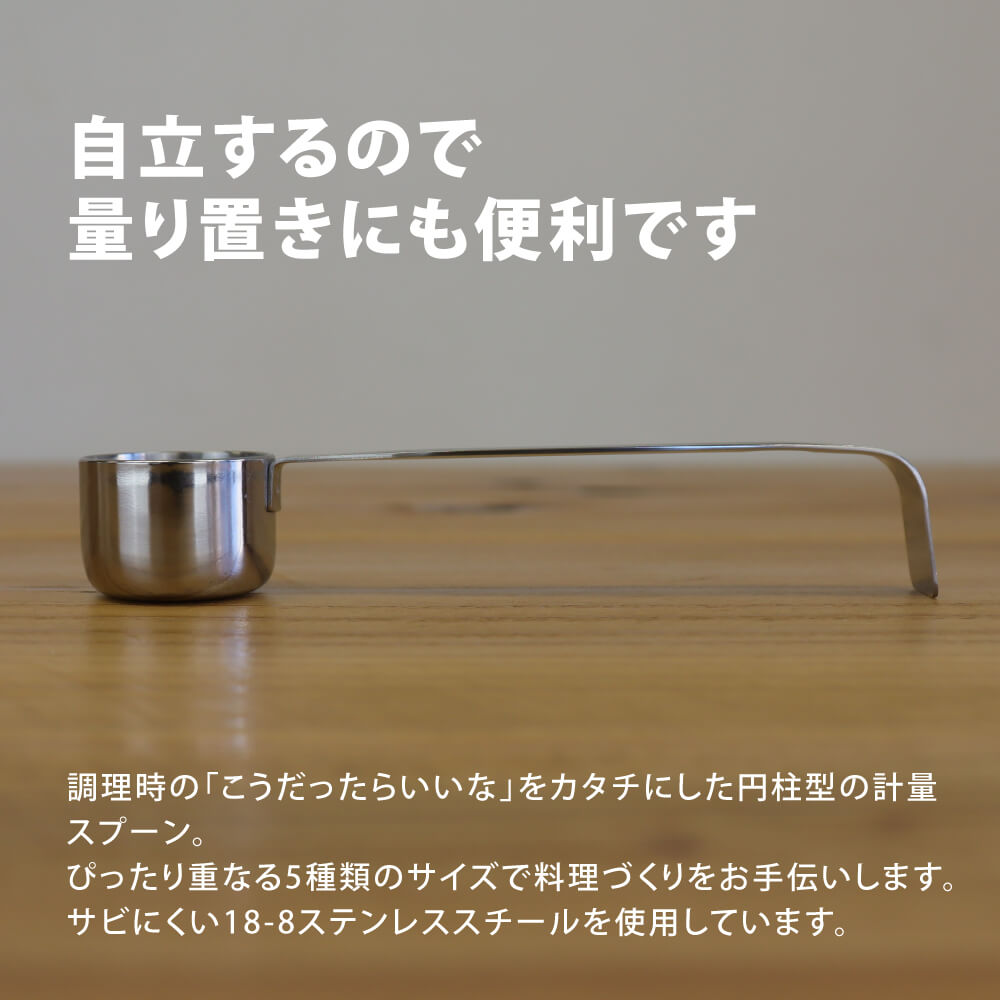 SELECT100計量ｽﾌﾟｰﾝ5本組KAI大さじ小さじ貝印ステンレス金属グラムミリリットル砂糖塩調味料お酢使いやすいかわいいシンプル5連