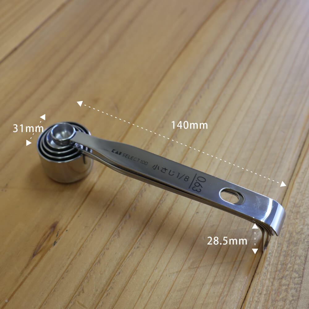 SELECT100計量ｽﾌﾟｰﾝ5本組KAI大さじ小さじ貝印ステンレス金属グラムミリリットル砂糖塩調味料お酢使いやすいかわいいシンプル5連